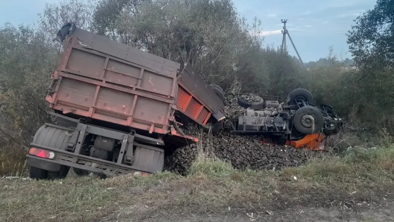 В Башмаковском районе опрокинулся КАМАЗ с прицепом: водитель погиб