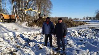 Проверка работ по расчистке ложа пруда на реке Инра в Бессоновском районе Пензенской области
