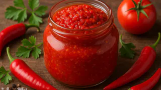 На зиму делаю аджику, которую едят ложками: секрет в неожиданном компоненте. На второй день становится ещё вкуснее