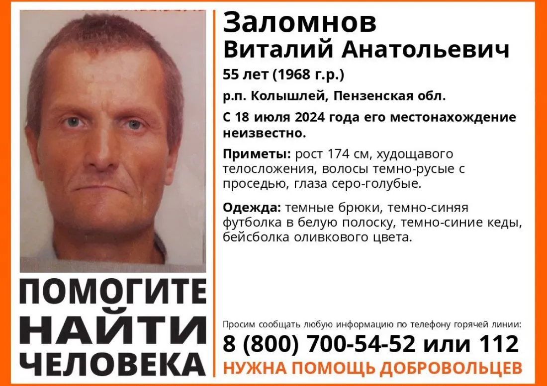Пропавшего 18 июля 55-летнего Заломнова ищут в Пензенской области