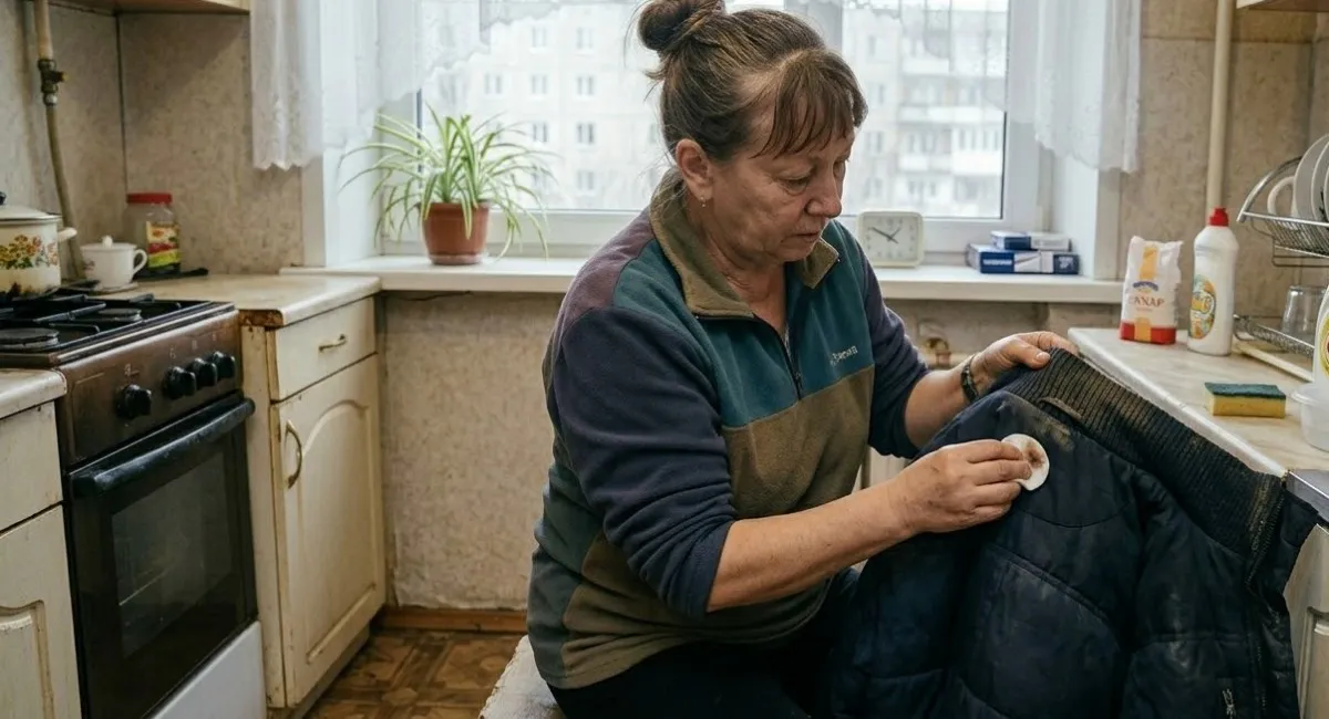 Оттираю засаленность с воротника куртки за 2 минуты: 1 ст ложка на ватный диск — ни следов, ни разводов